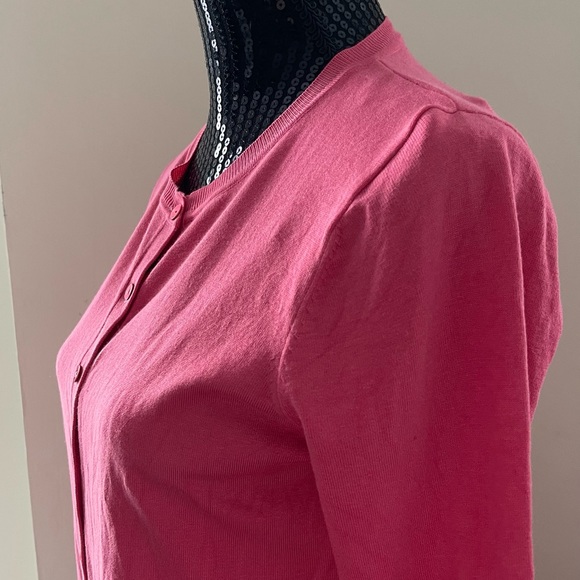 August Silk Pink Cardigan Silk Blend Sweater Size Large - Picture 2 of 10
